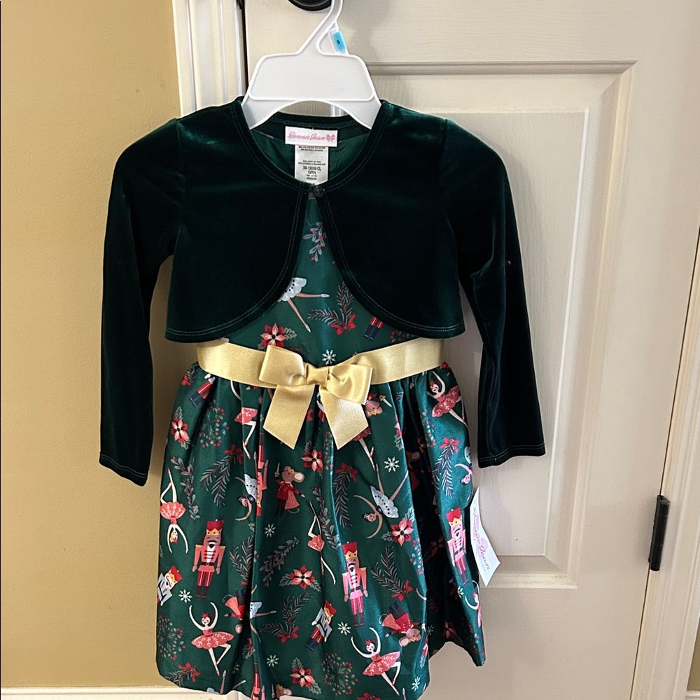 Kids Holiday Dress with Gold Bow